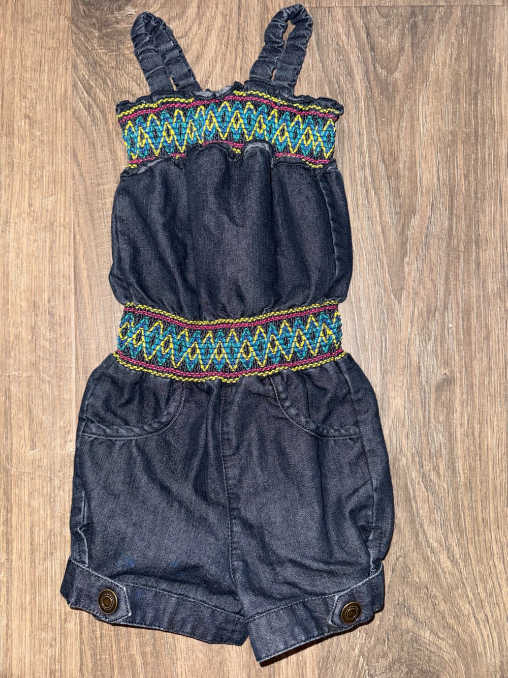 Xhilaration Embroidered Romper with Multicolor Trim